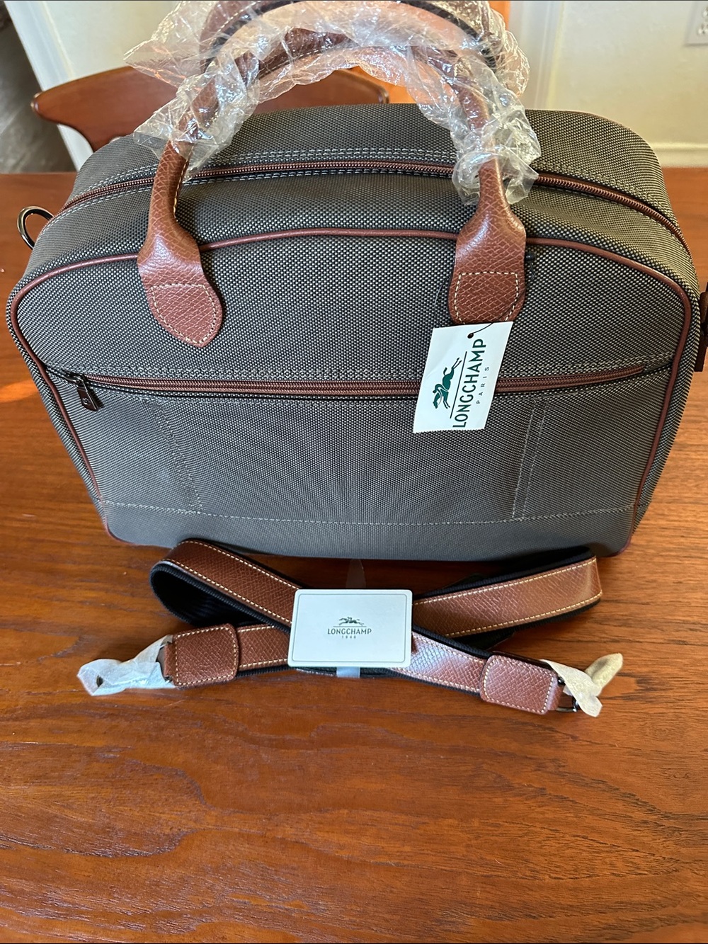 NWT Brown Longchamp carry on 15.25x 10.25